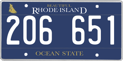 RI license plate 206651