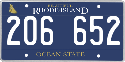 RI license plate 206652