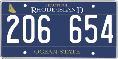 RI license plate 206654
