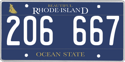 RI license plate 206667