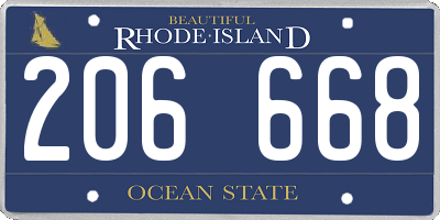 RI license plate 206668