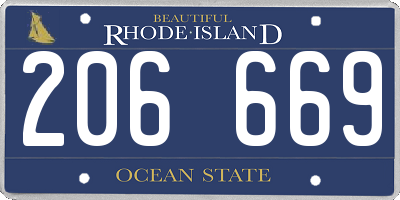 RI license plate 206669