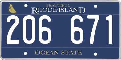 RI license plate 206671