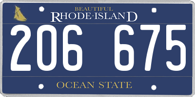 RI license plate 206675