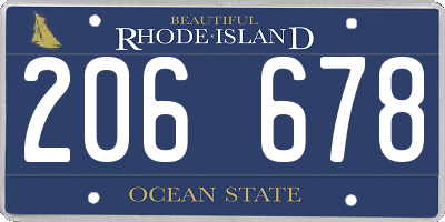 RI license plate 206678