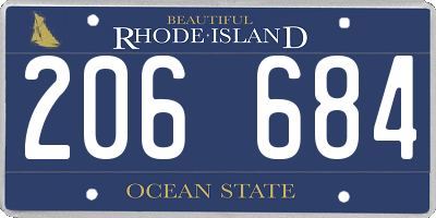 RI license plate 206684