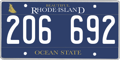 RI license plate 206692