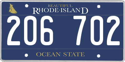 RI license plate 206702