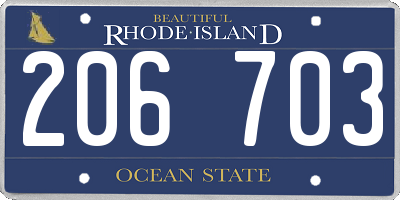 RI license plate 206703