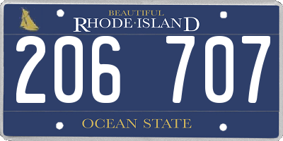 RI license plate 206707