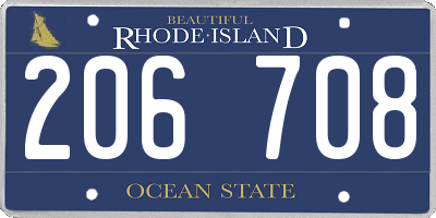 RI license plate 206708