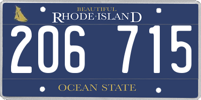 RI license plate 206715