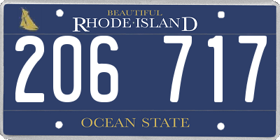 RI license plate 206717