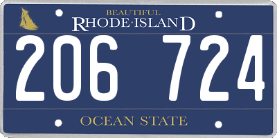 RI license plate 206724