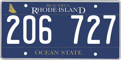 RI license plate 206727