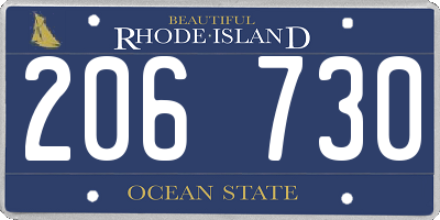 RI license plate 206730