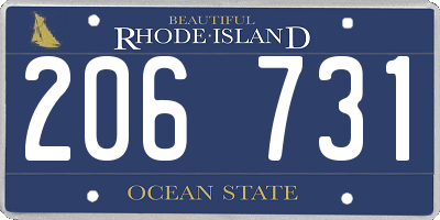 RI license plate 206731