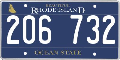 RI license plate 206732