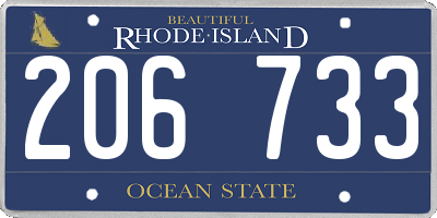 RI license plate 206733