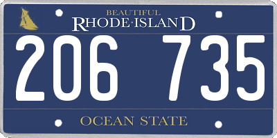 RI license plate 206735