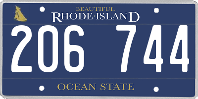 RI license plate 206744