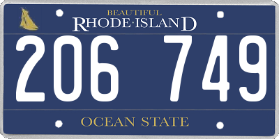 RI license plate 206749