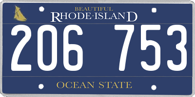 RI license plate 206753