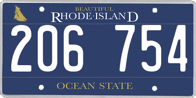 RI license plate 206754