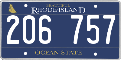 RI license plate 206757