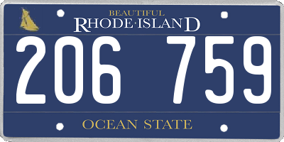 RI license plate 206759