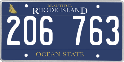 RI license plate 206763