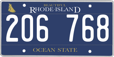 RI license plate 206768