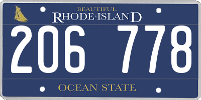 RI license plate 206778