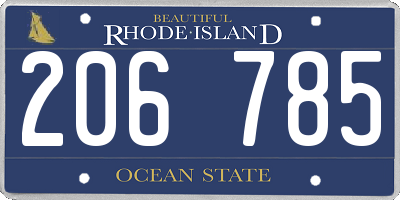 RI license plate 206785