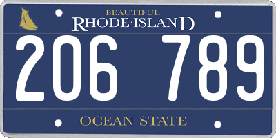 RI license plate 206789