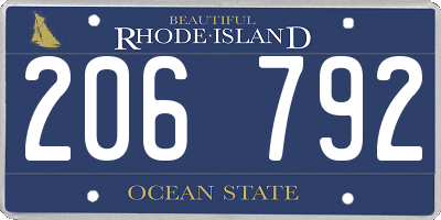 RI license plate 206792
