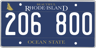 RI license plate 206800
