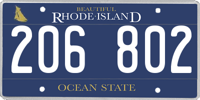 RI license plate 206802