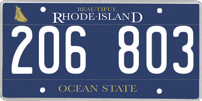 RI license plate 206803