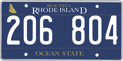 RI license plate 206804