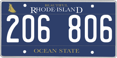 RI license plate 206806