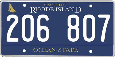 RI license plate 206807