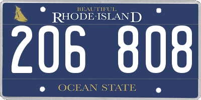 RI license plate 206808