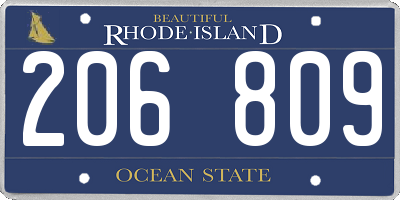 RI license plate 206809