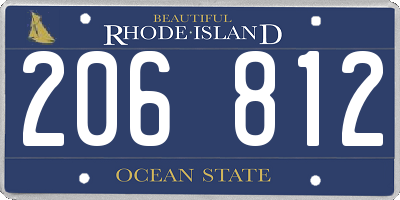 RI license plate 206812