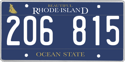 RI license plate 206815