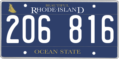 RI license plate 206816