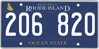 RI license plate 206820