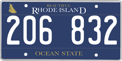 RI license plate 206832