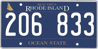 RI license plate 206833